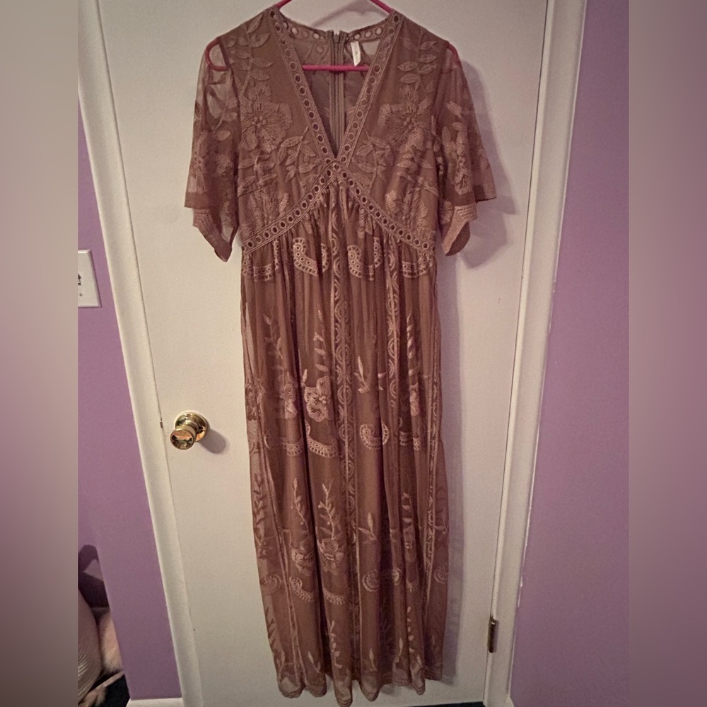 Pink Blush Lace Maternity Dress